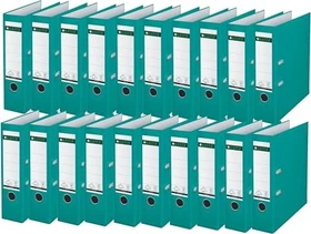 Leitz Qualitäts Ordner 2-Ring 180° Plastik, 80mm, A4, türkis, 20er-Pack