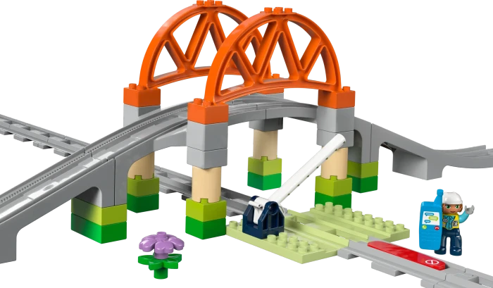 LEGO DUPLO - Eisenbahnbrücke und Schienen - Erweiterungsset