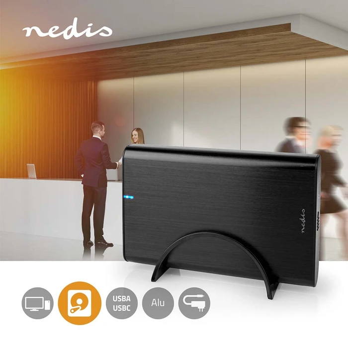 Nedis Festplattengehäuse, 3.5", USB-C 3.0