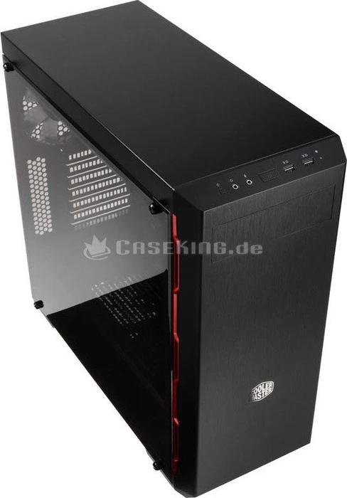 Cooler Master MasterBox MB600L schwarz/rot, Acrylfenster, mit 5.25" Schacht