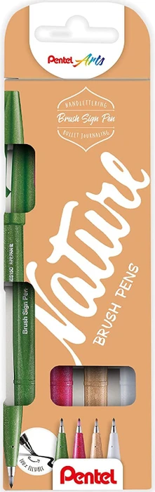 Pentel Brush Sign Pen SES15C sortiert, 4er-Set