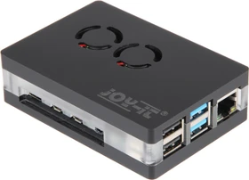 Joy-iT Kunststoffgehäuse für Raspberry Pi 4, mit Doppellüfter, silber