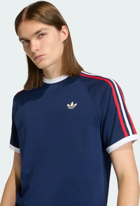 adidas 3-Streifen T-Shirt kurzarm night indigo/better scarlet/white (Herren)