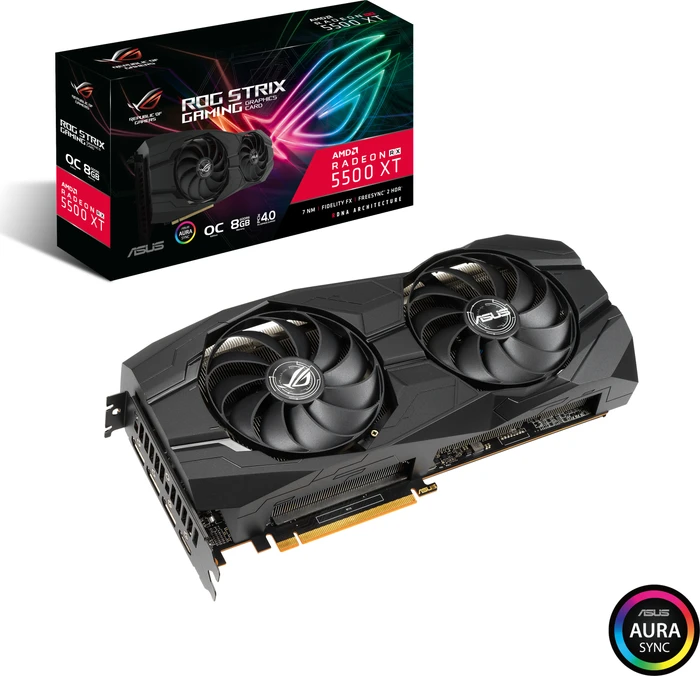 ASUS ROG Strix Radeon RX 5500 XT OC, ROG-STRIX-RX5500XT-O8G-GAMING, 8GB GDDR6, HDMI, 3x DP