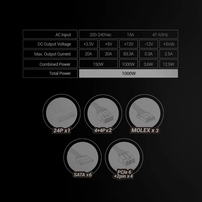 Mars Gaming MPB1000SI schwarz 1000W, ATX 2.4