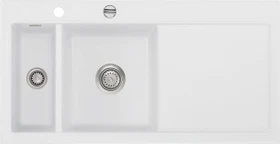 systemceram Mera 100 F Einbau Becken links mit Ablauffernbedienung satin