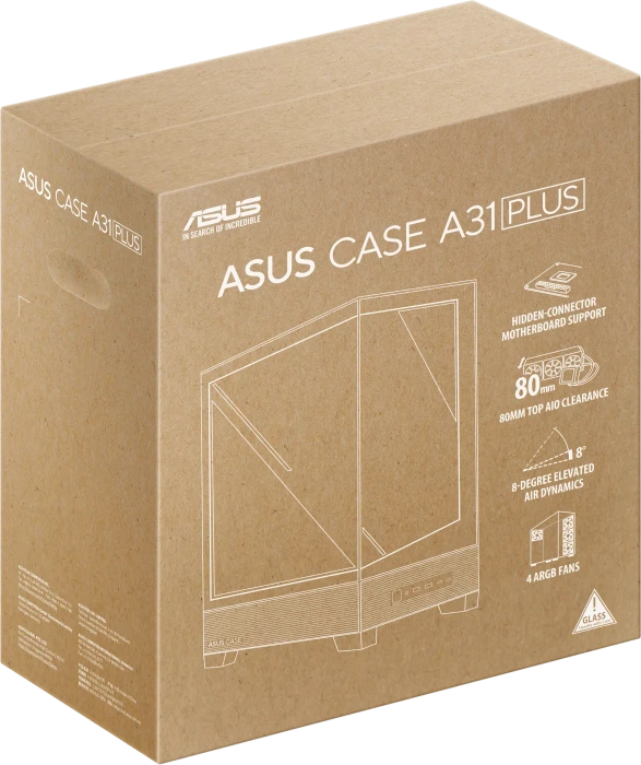 ASUS A31 Plus TG ARGB White, Glasfenster