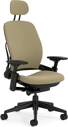 Steelcase Leap Bürostuhl mit Kopfstütze, sand
