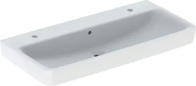 Geberit Renova Plan Waschtisch 100cm, Hahnloch links und rechts, mit Überlauf, weiß/KeraTect