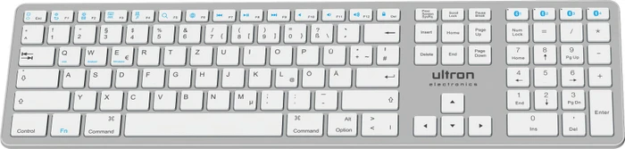 Ultron UMK-1 kabellose Tastatur für Mac, Windows und Android silber, Bluetooth, DE