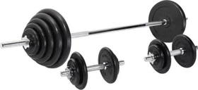 Gorilla Sports Hantelstangen Gummi Sternverschluss Set 100kg