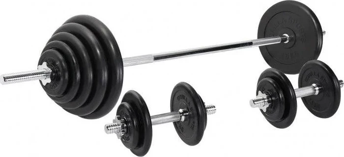 Gorilla Sports Hantelstangen Gummi Sternverschluss Set 100kg