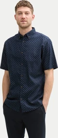 Tom Tailor Regular Fit Leinenanteil im Pünktchen-Muster Hemd kurzarm navy/dot design (Herren)