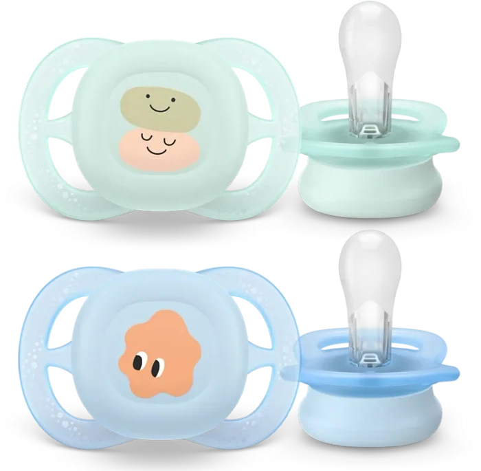 Philips Avent SCF075/04 ultra start Beruhigungsschnuller, 0-2M, Silikon, blau/grün, 2 Stück