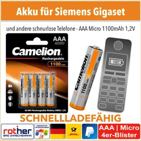 Camelion Rechargeable Micro AAA NiMH 1100mAh, 4er-Pack