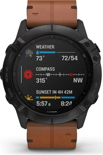 Garmin Fenix 6X Sapphire black dlc/chestnut leather