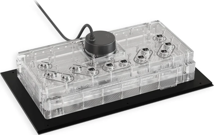 Alphacool Apex Distro Plate Dark Base Pro 901 Black mit D5 Apex Pumpe, schwarz, Verteilerplatte
