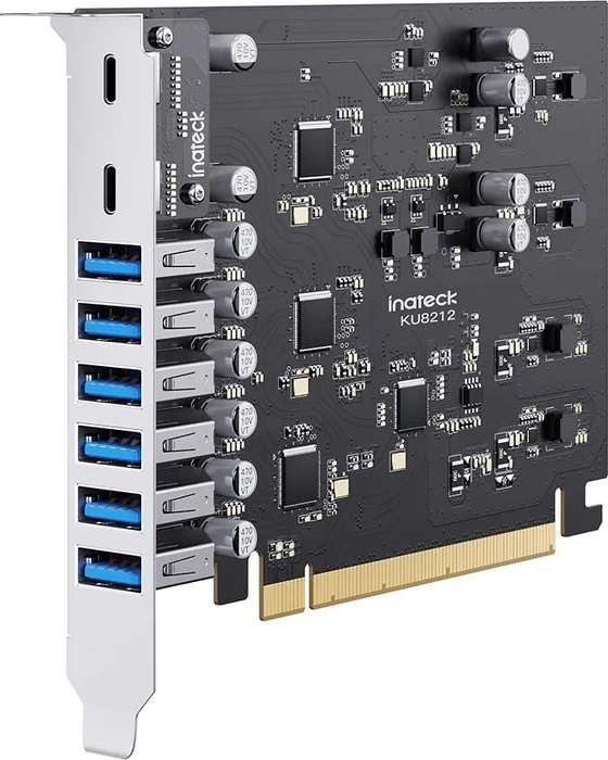 inateck PCIe Kart USB 3.2 G2, 2 USB C, 6 USB A Ports 16 Gbps