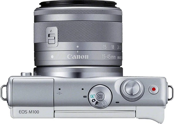 Canon EOS M100 grau mit Objektiv EF-M 15-45mm 3.5-6.3 IS STM und EF-M 55-200mm 4.5-6.3 IS STM