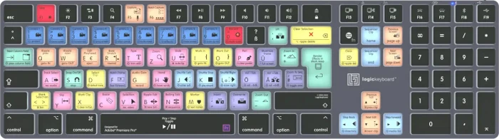 LogicKeyboard Titan Wireless Adobe Premiere Pro CC Mac, Titanium Gray, LEDs weiß, USB/Bluetooth, DE