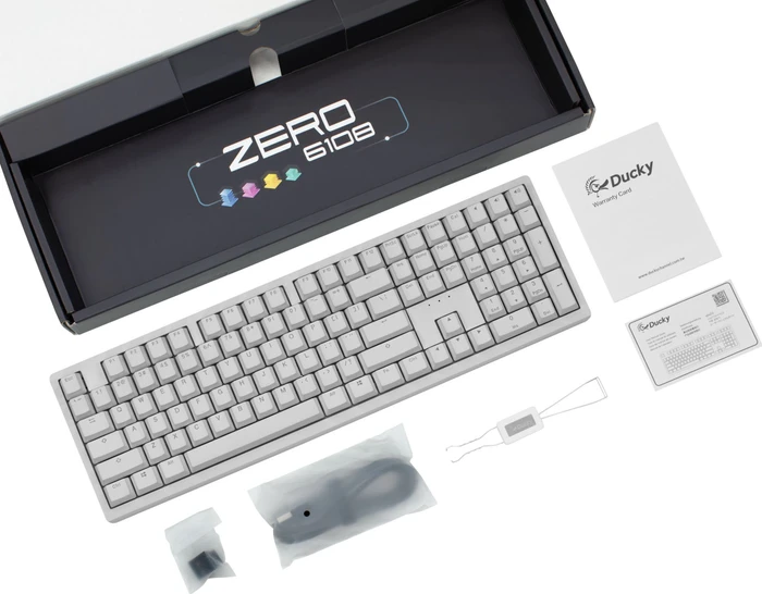 Ducky Zero 6108 Wireless, Pure White, LEDs RGB, MX2A RGB RED, USB/Bluetooth, DE