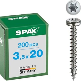 Spax Edelstahl rostfrei A2 4CUT T-STAR plus T15 Universalschraube, 3.5x20mm, 200 Stück