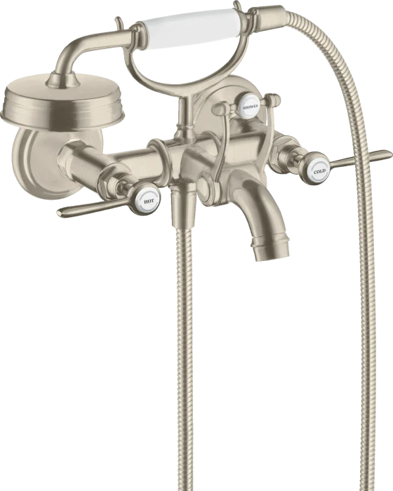 hansgrohe Axor Montreux Wannen-Zweigriff-Armatur 16551820 AP, Ausladung 224mm, mit Hebelgriffen, brushed Nickel Image