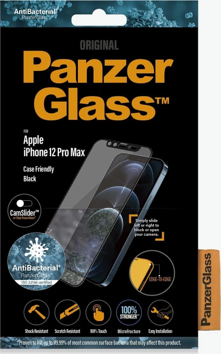 PanzerGlass Edge-to-Edge Case Friendly & CamSlider für Apple iPhone 12 Pro Max schwarz