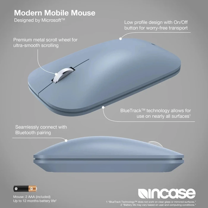Incase Modern Mobile Mouse Ice Blue, Bluetooth