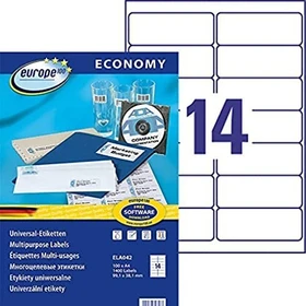 europe100 Etiketten, 99.1x38.1mm, weiß, 100 Blatt (1400 Etiketten)