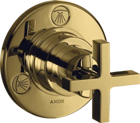 Hansgrohe Axor Citterio Ab- und Umstellventil Trio/ Quattro Unterputz mit Kreuzgriff polished gold optic