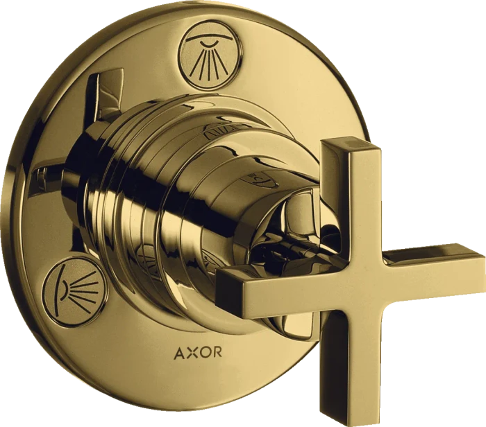 Hansgrohe Axor Citterio Ab- und Umstellventil Trio/ Quattro Unterputz mit Kreuzgriff polished gold optic