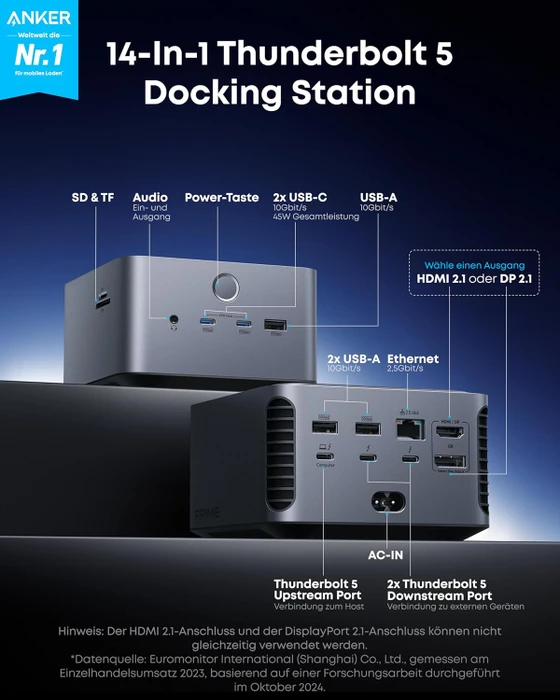 Anker Prime TB5 Docking Station, Thunderbolt 5 [Buchse]