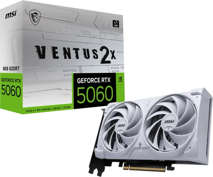 MSI GeForce RTX 5060 8G Ventus 2X White, G5060-8V2W, 8GB GDDR7, HDMI, 3x DP