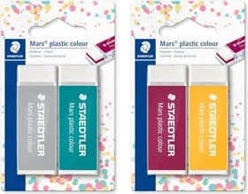 Staedtler Radierer Mars plastic colour, türkis/mehrfarbig/weiß, 2er-Pack