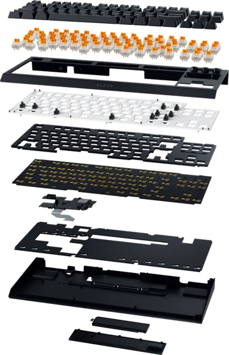 Razer BlackWidow V4 TKL Hyperspeed, hot-swap, Razer ORANGE Tactile Gen-3, USB/Bluetooth, DE
