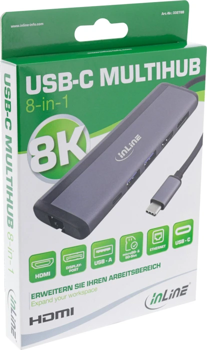 InLine 8-in-1 Multi-Hub mit 100W PD 3.0, USB-C 3.0 [Stecker]