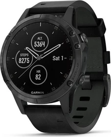 Garmin Fenix 5 Plus Sapphire schwarz mit Lederarmband (010-01988-07)
