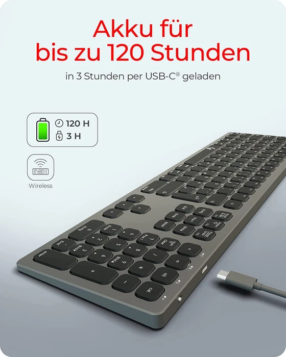 KeySonic KSK-8023BTRF, grau/schwarz, USB/Bluetooth, DE