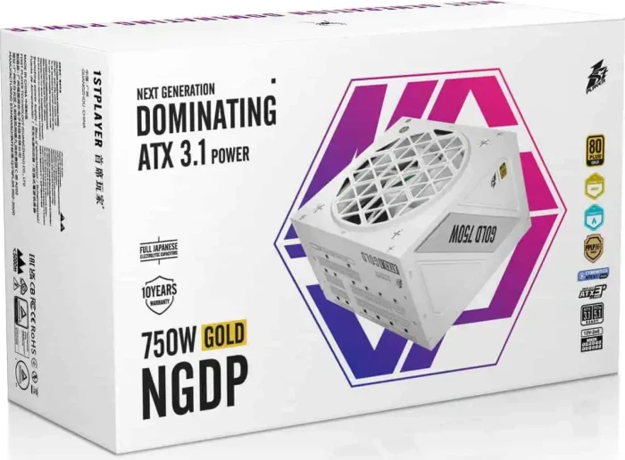 1st Player NGDP Gold weiß 750W, ATX 3.1