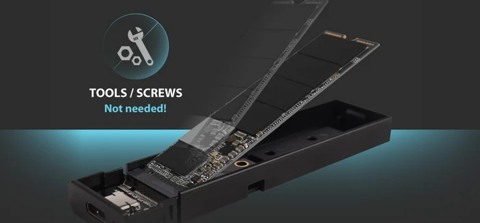 Silicon Power PD60 M.2 NVMe SSD-Case, schwarz, USB-C 3.1