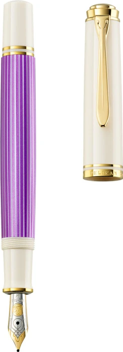Pelikan Souverän M600 violett/weiß, rechte Hand, fein, Geschenkbox