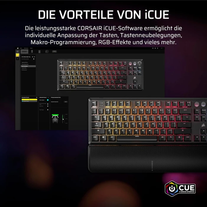 Corsair Gaming K70 PRO TKL Magnetic-Mechanical, schwarz, Corsair MGX Hyperdrive, USB, DE