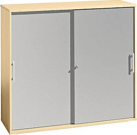 Hammerbacher Schiebetürenschrank 3OH V1753S, Relinggriff, ahorn/silber, Aktenschrank