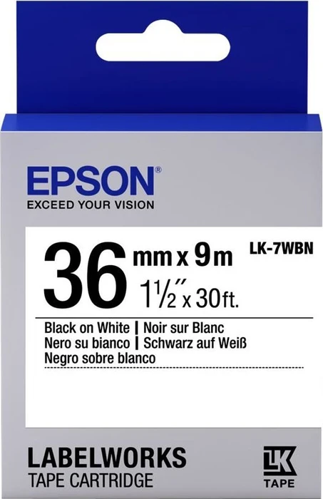 Epson LK-7TBN Beschriftungsband, 36mm, schwarz/transparent
