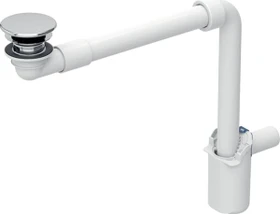 Geberit Waschbeckenablauf Raumsparmodell, schmale Ausführung, mit freiem Auslauf und Ventilabdeckung, 32mm