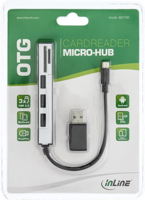 InLine Dual-Slot-Cardreader, USB-A 2.0/USB 2.0 Micro-B [Stecker]