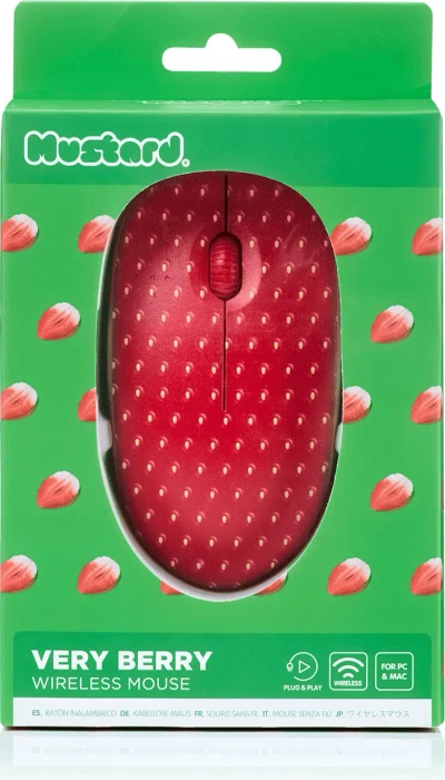 Mustard Very Berry Compact Wireless Mouse Strawberry, USB
