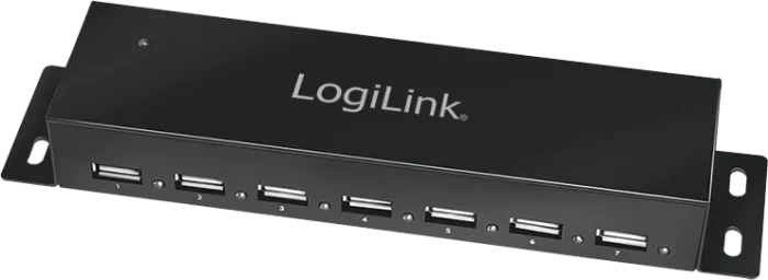 LogiLink Wallmount USB-Hub, 7x USB-A 2.0, USB Mini-B 2.0 [Buchse]