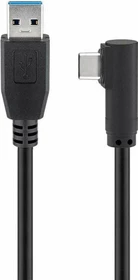 Wentronic Goobay USB 3.0 Kabel, USB-A [Stecker] auf USB-C [Stecker], 90° gewinkelt, 0.5m (66500)